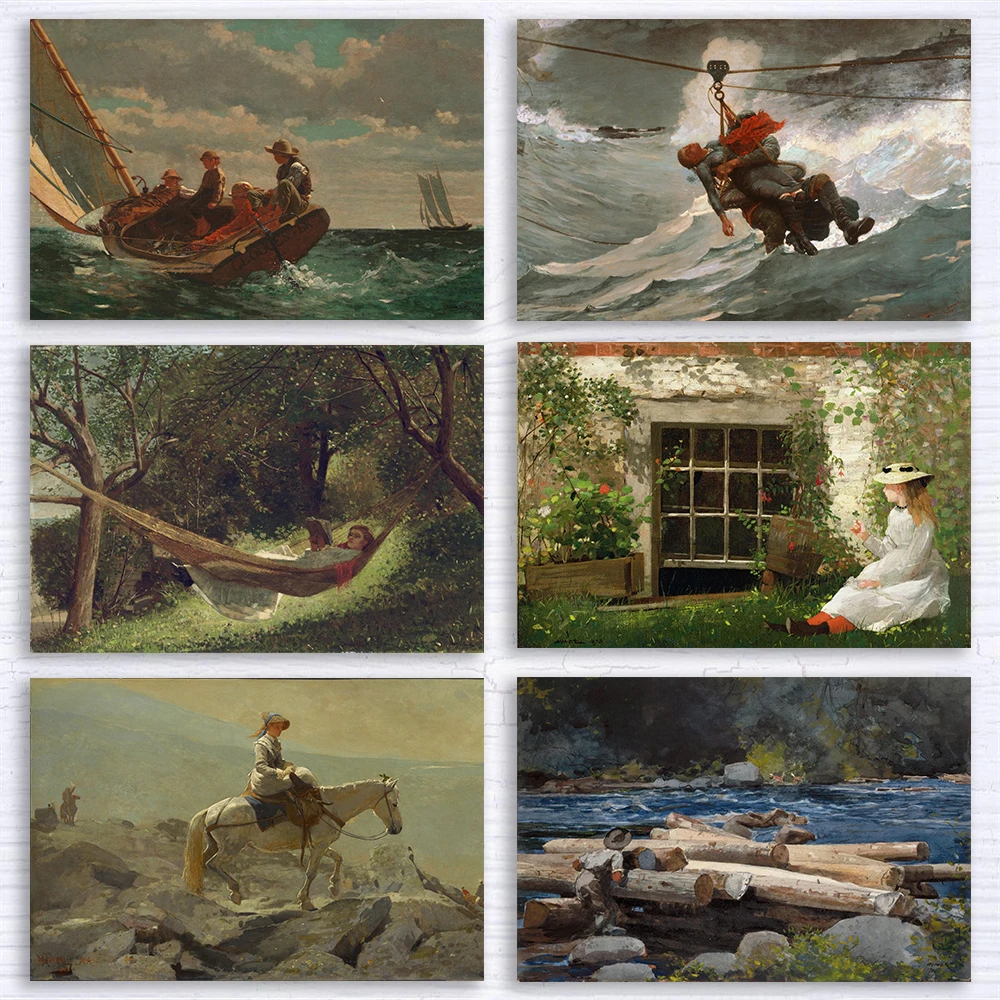 The Gulf Stream by Winslow Homer Classic Oil Painting Prints Canvas Poster Wall Art Decor Home The Blue Boy by Winslow Homer Art