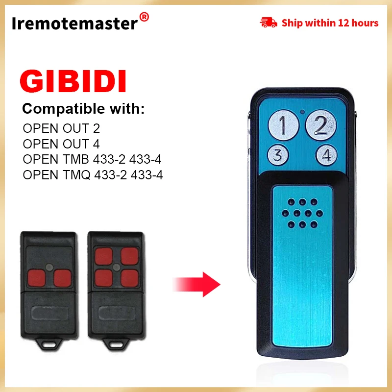 Clone GIBIDI garage door remote control GIBIDI OPEN TMB 433-2 /OPEN TMQ 433-2 /OPEN OUT 2 433mhz Fixed code