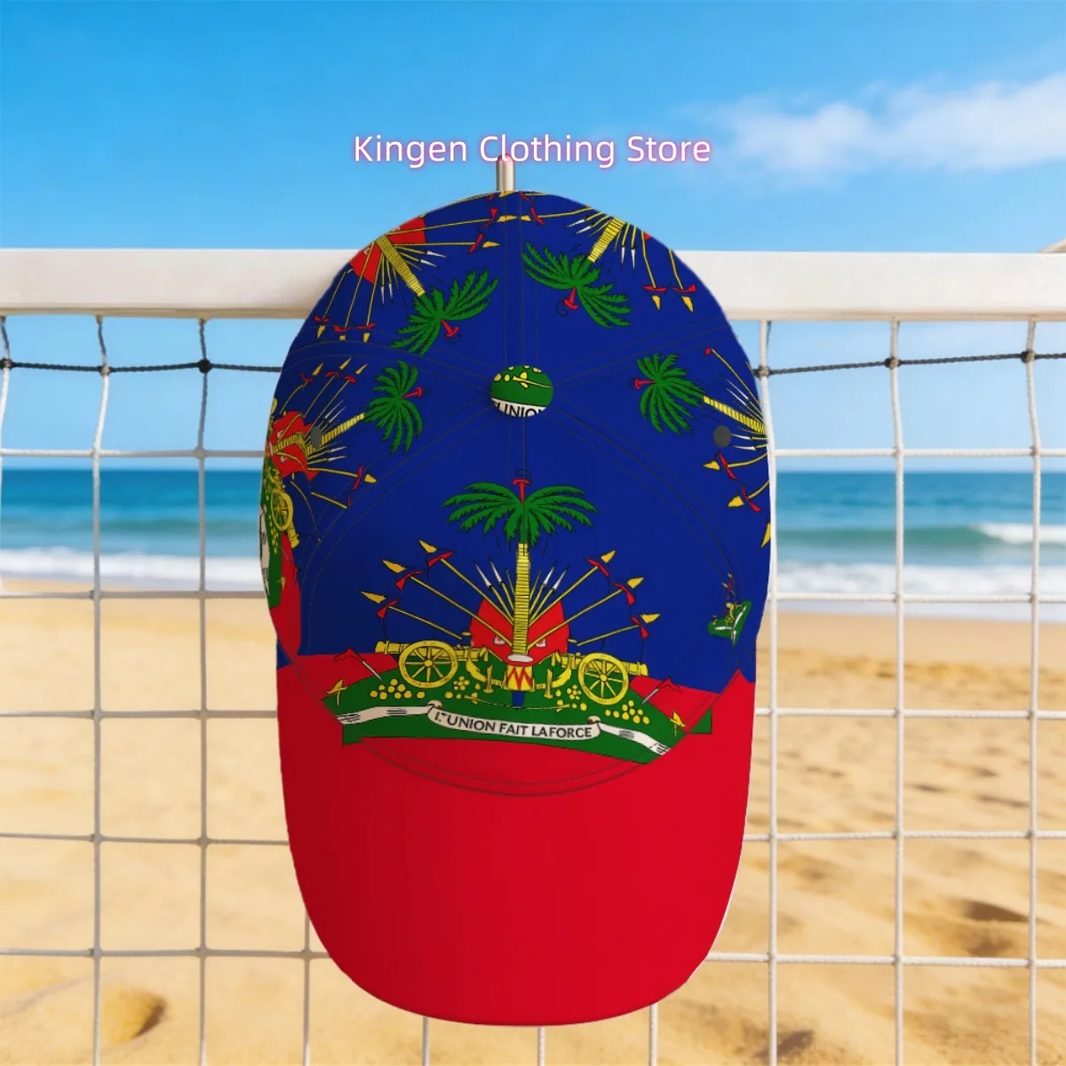 1pc Haitian Flag Print Duckbill Cap - Unisex Fitted Hat Suitable for Casual Wear, Lightweight & Breathable with Haitian Pride, M