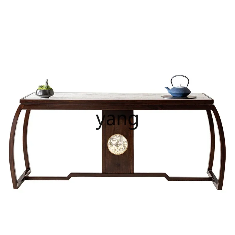 

LH New Chinese Ebony Tea Table Solid Wood Marble Tea Table Tea Room Furniture