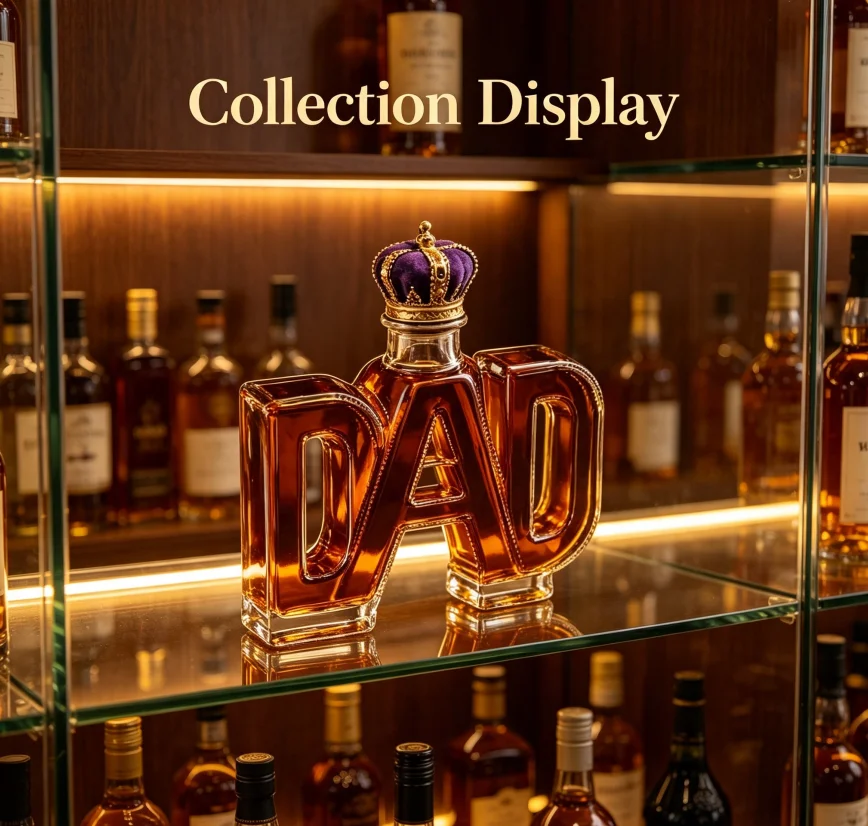 DAD Letter High Borosilicate Glass Decanter Crown Stopper Liquor Bottle For Whiskey Bourbon Brandy Wine Bar Father Gift