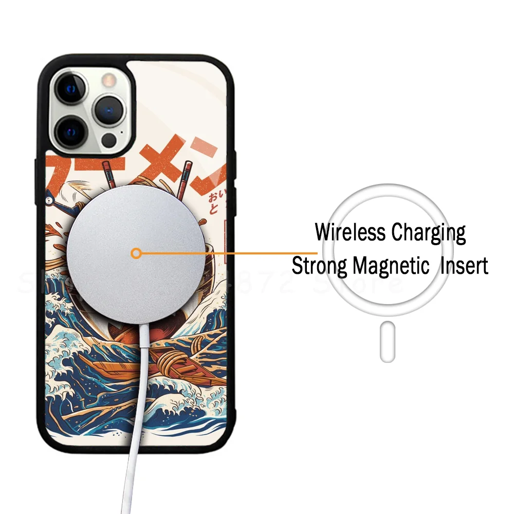 The Great Ramen Off Kanagawa Phone Case For IPhone 15 14 13 Pro Max 11 Mini Alex Mirror For Magsafe Wireless Charging Cover