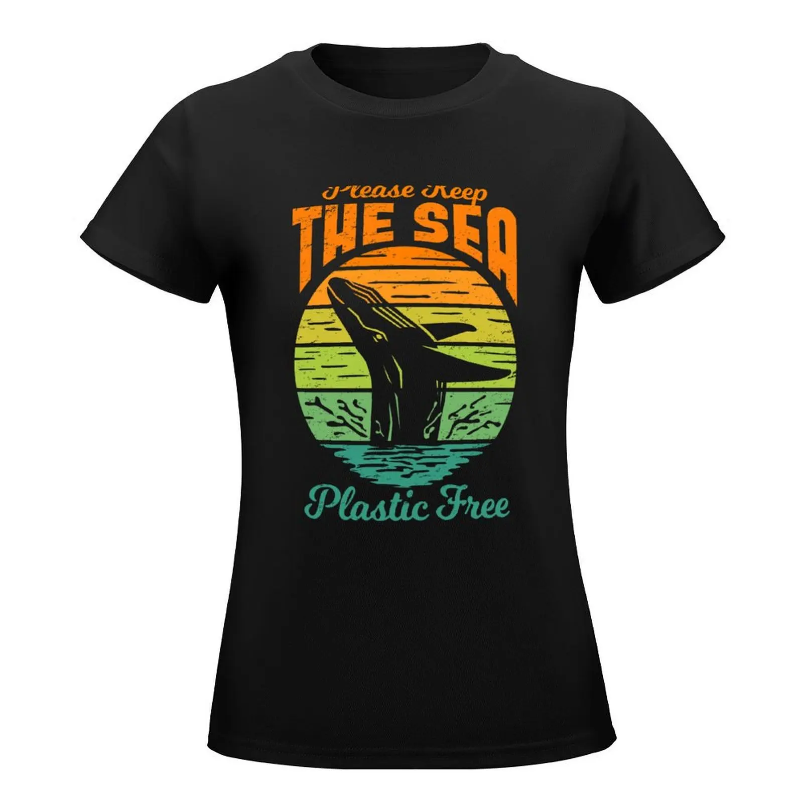 Please Keep the Sea Plastic Free - Save The Whales T-Shirt Female clothing cute tops shirts graphic tees summer top Women tops