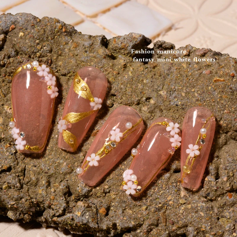 Nail Art Mini Bloemkralen 3mm 6mm Gemengd/Single Pack met Stalen Bal Doos of OPP Zak 100/500 stks DIY Manicure Decoraties