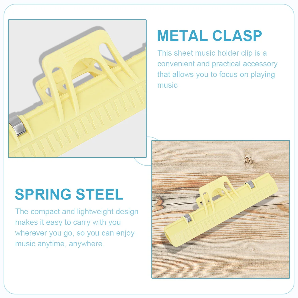 

2 Pcs Sheet Music Holder Clip Durable ABS Steel Material Compact Lightweight Design for Piano Guitar Music Stand Book Fold