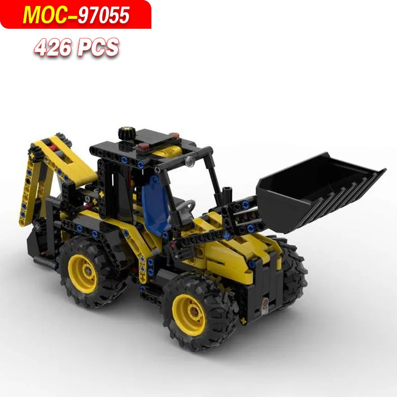 MOC-97055 Simple Backhoe Loader Building Block Creative Model - 426 Parts Educational Interactive Toy Display Ornament Gift