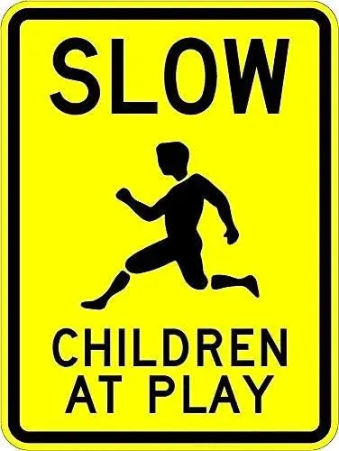 KSFEITING Retro Metal Tin Sign Great Tin Sign Aluminum Slow Children at Play Vintage Outdoor & Indoor Sign Wall Decorat goo sign