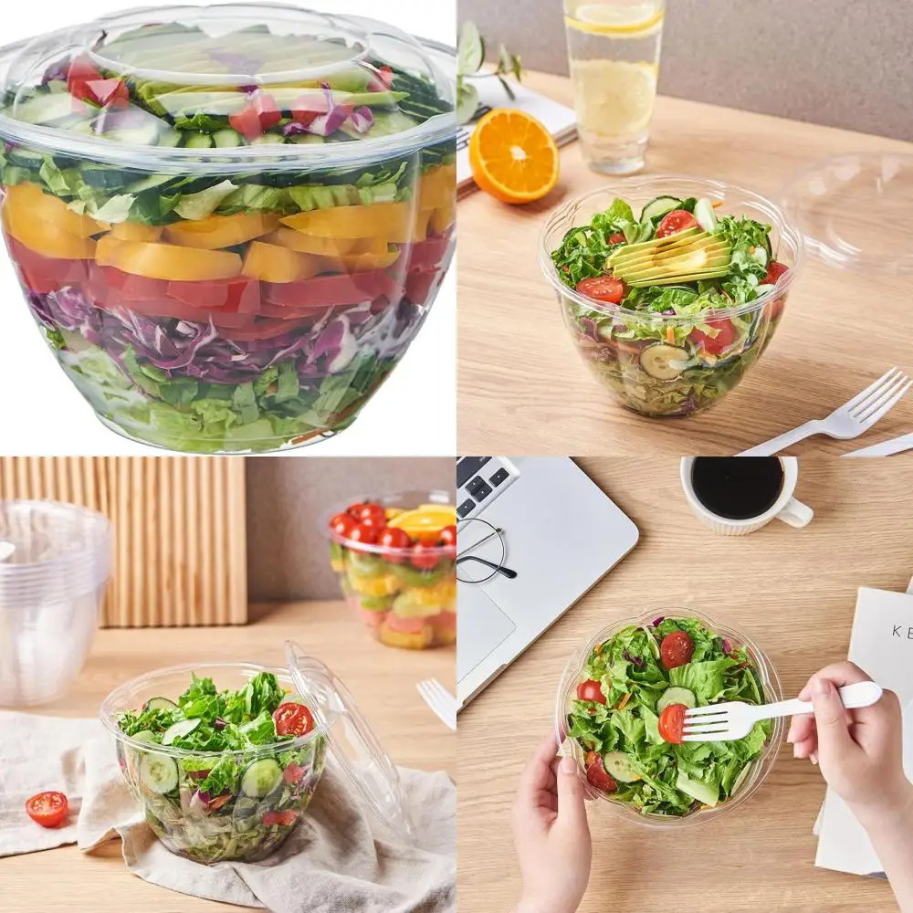 

Прозрачные пластиковые салатники на 150 упаковок с герметичными крышками — одноразовые, многоразовые для приготовления еды и сервировки