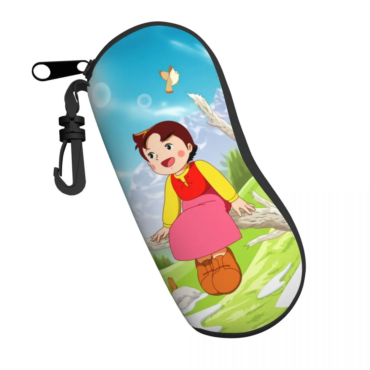 Custom Heidi On The Tree Sunglasses Soft Case Neoprene Zipper Cartoon Alps Mountain Girl Shell Eyeglass Case Box For Glasses