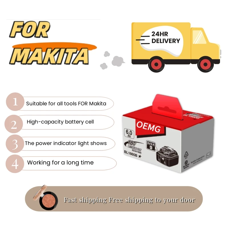 

Reliable FOR Makita 18V 6Ah Battery: Fuels LXT impact drivers/grinders, resists self-discharge, perfect for heavy-duty tasks