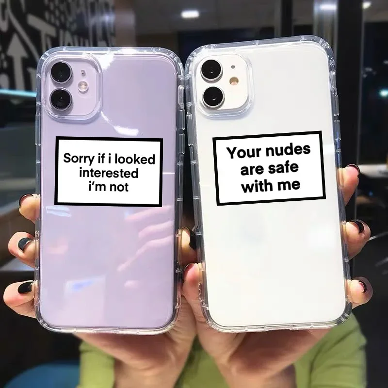 Sorry If I Looked Interested Phone Case For iPhone 15 13 14 12 XS MAX 11 Pro XR X 7 SE2 8 Plus Funny Letter Clear Soft Cover Bag