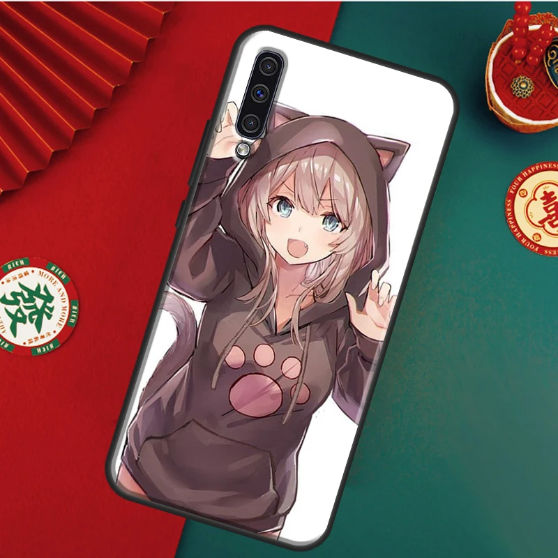 Anime Neko Cat Girl Case For Samsung Galaxy A54 A34 A14 A51 A71 A50 A12 A22 A32 A52 A72 A13 A33 A53 A73 Coque