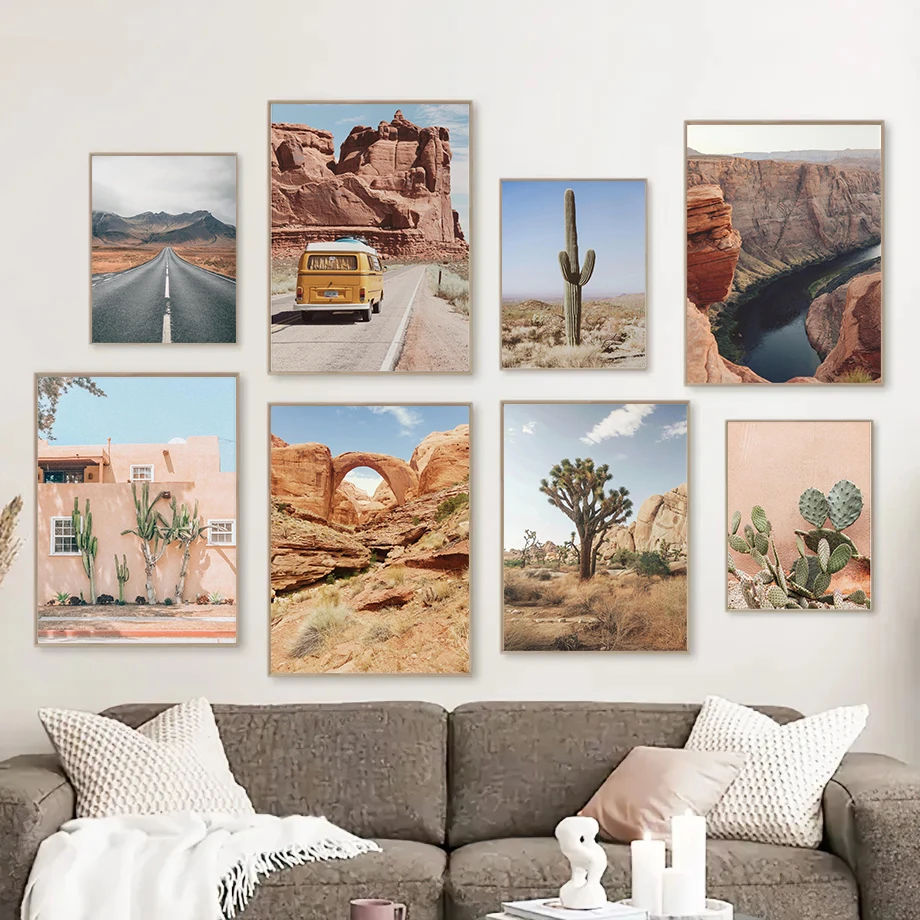 Arizona Desert Green Cactus Natural Landscape High Quality Photography Poster Canvas Paintings Wall Art Pictures Home Decor