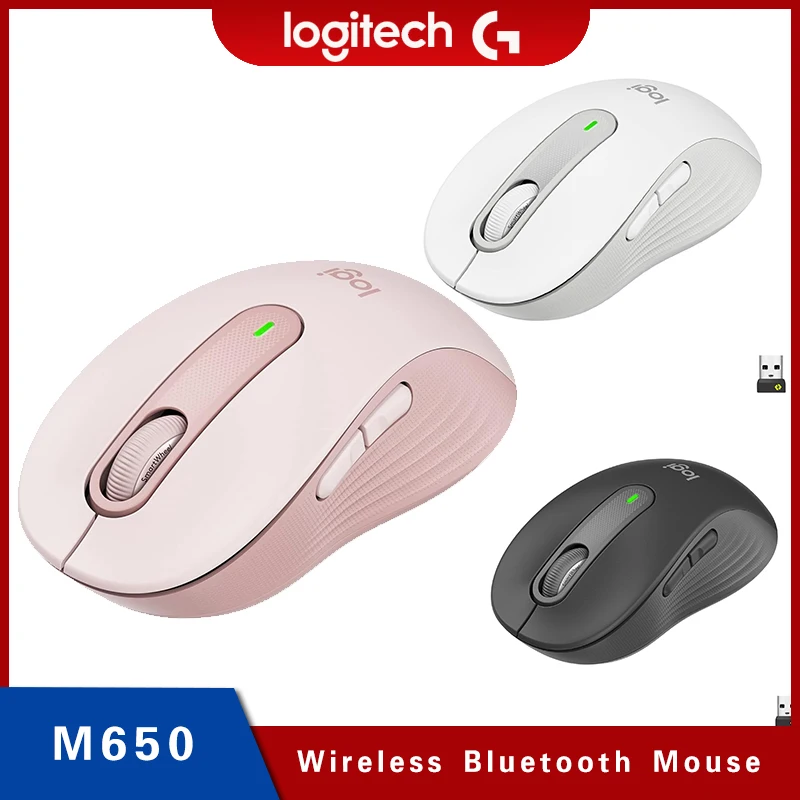 Logitech-m650 mouse sem fio bluetooth, para mãos de pequeno a médio porte, cliques silenciosos, para pc, mac, multi-dispositivo, chromebook, original