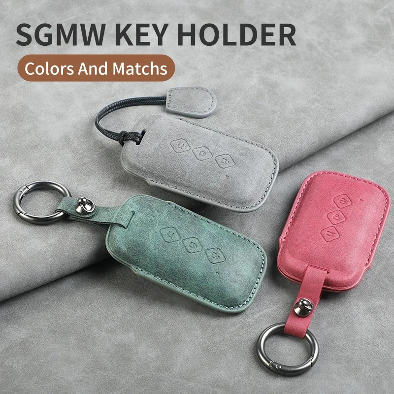 

Car Key Case Cover Shell For SGMW Wuling Hongguang S For Baojun 510 730 360 560 RS-5 530 630 Car Keychain ﻿Sheepskin 3 Button