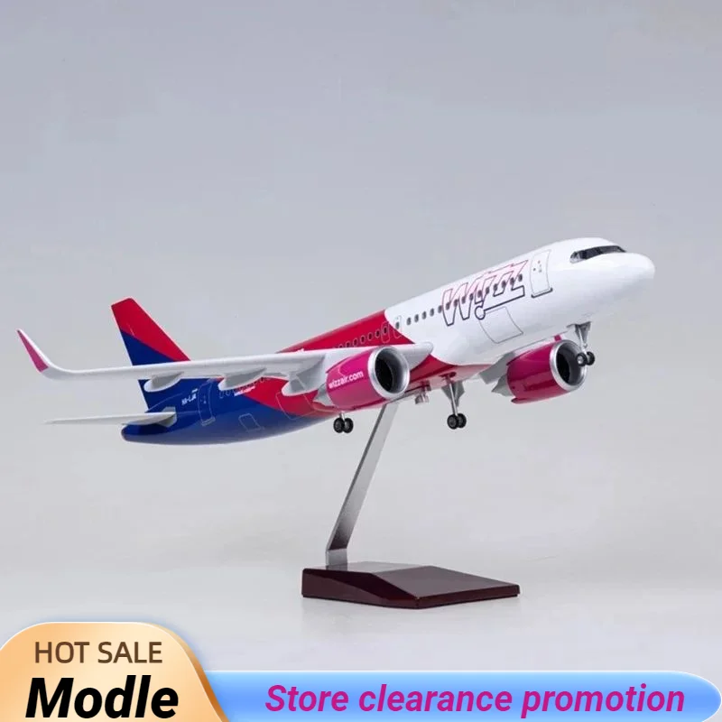 

47CM 1/80 Pesawat A320NEO A320 NEO Wizz Air Airlines Model Mainan Ringan & Roda Gigi Pendaratan Diecast Resin Model Pesawat