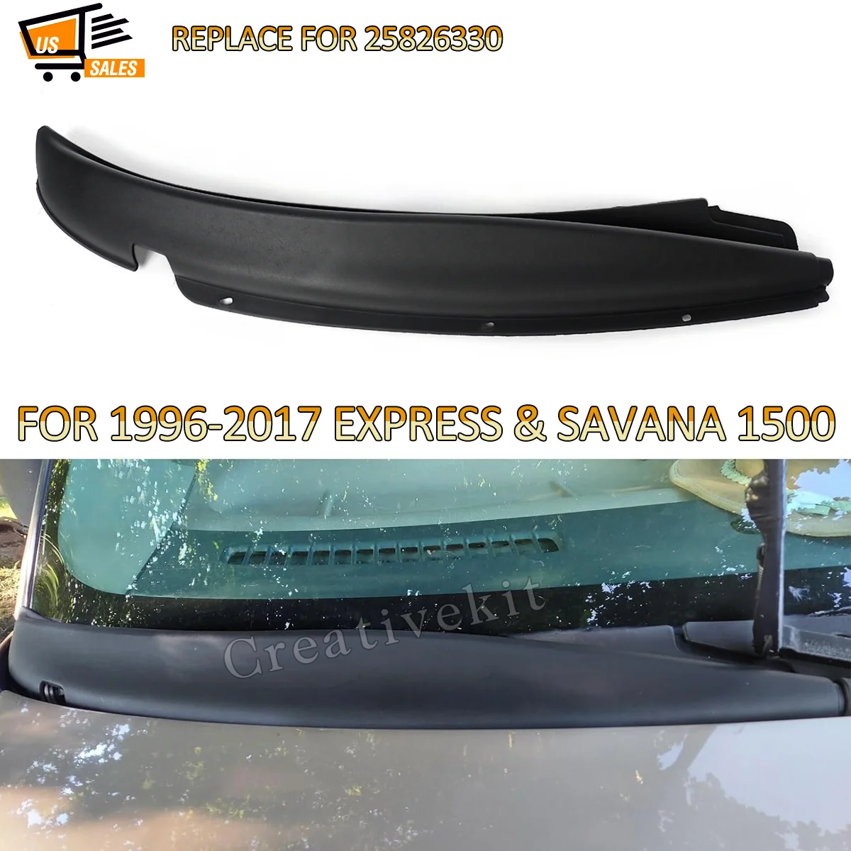 1Piece Left Side Windshield Wiper Cowl Vent Panel for Chevrolet Express 1500 for GMC Savana 1500 1996-2017 Water Deflector Plate