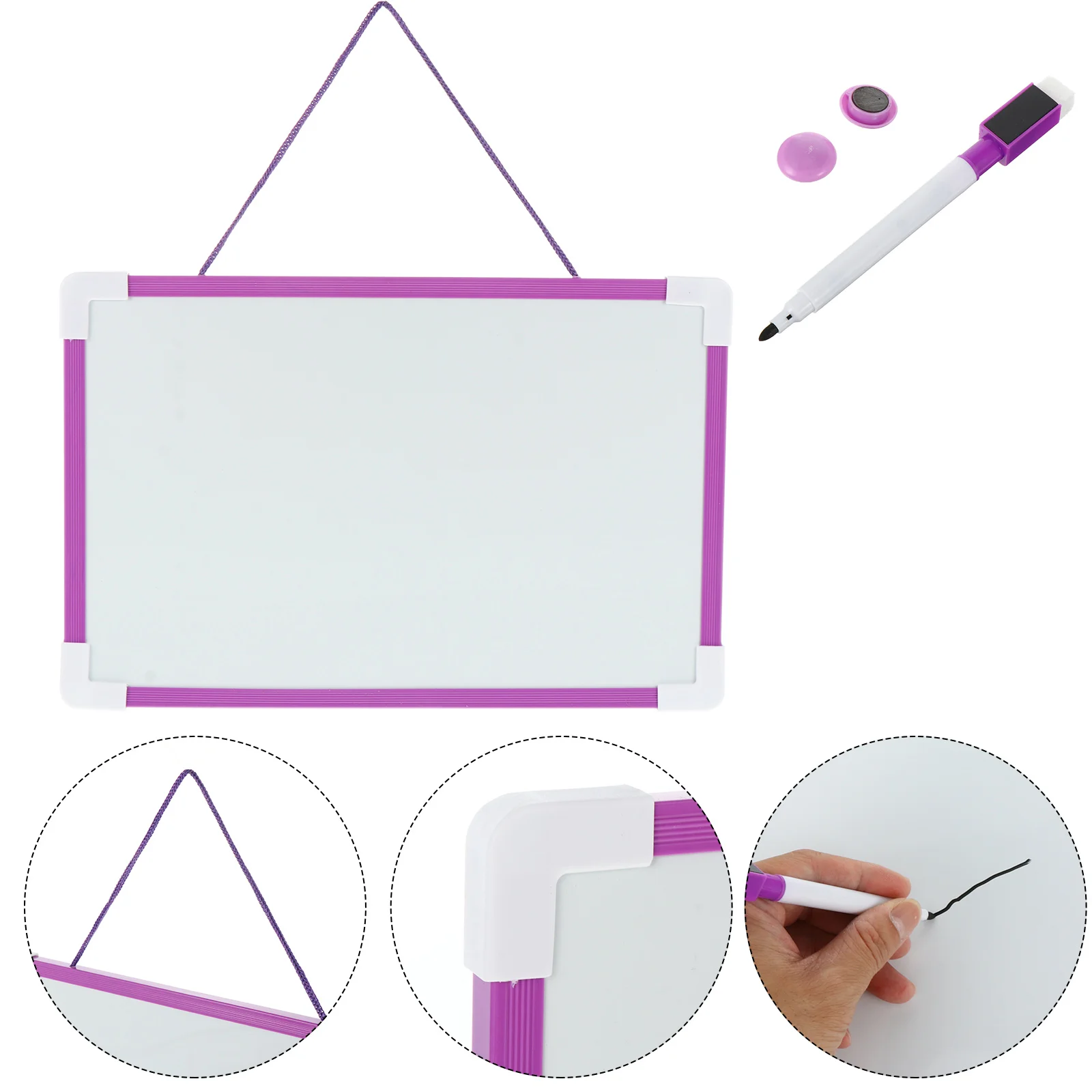 Magnetic Dry Erase Board Double Sided Graffiti Writing Board Whiteboard Message Board Hanging Pen and 2 Magnetic Snaps for