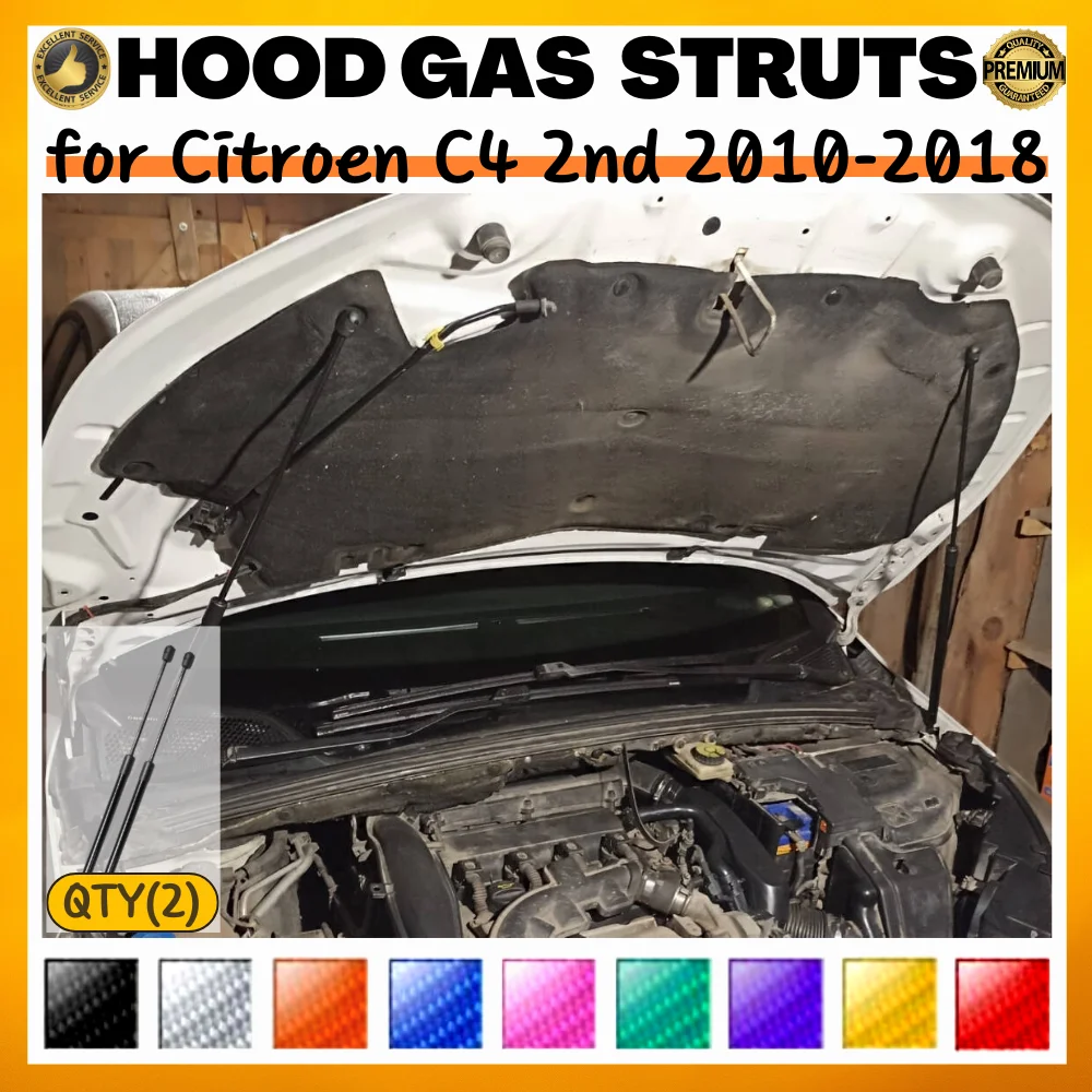 

Qty(2) Hood Struts for Citroen C4 2nd 2010-2018 Front Bonnet Modify Gas Springs Shock Absorbers Lift Supports Dampers