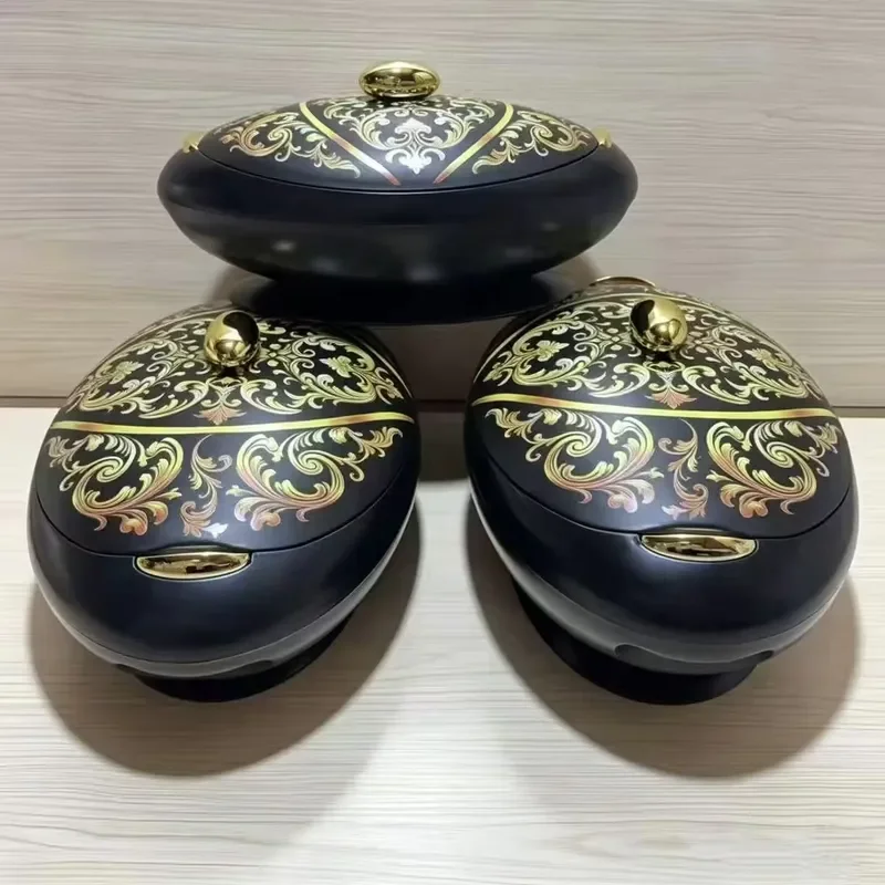 Factory wholesale large three-piece thermal insulation food warmer 4L 5L 6L thermal insulation casserole set, suitable for