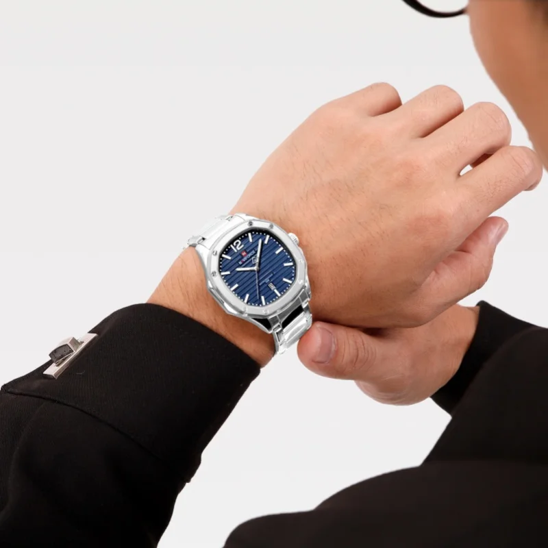 NAVIFORCE 9243S Casual męski zegarek kwarcowy kalendarz świecący zegar wodoodporne eleganckie zegarki biznesowe dla mężczyzn reloj hombre