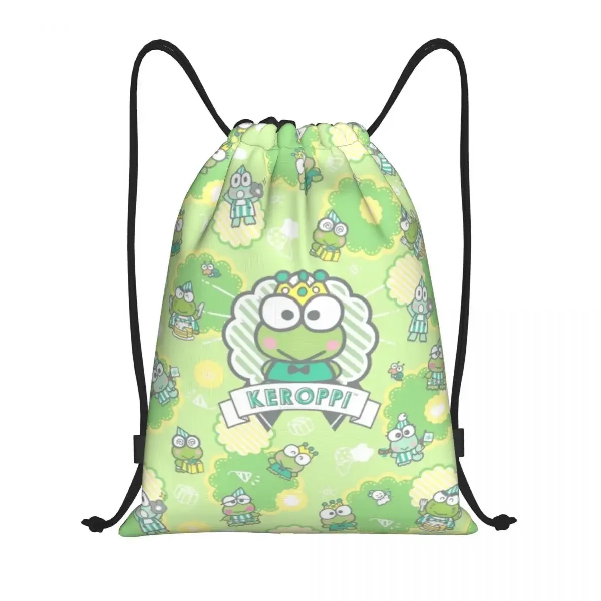 

Custom Keroppi Drawstring Backpack Women Men Sport Gym Sackpack Foldable Manga Training Bag Sack