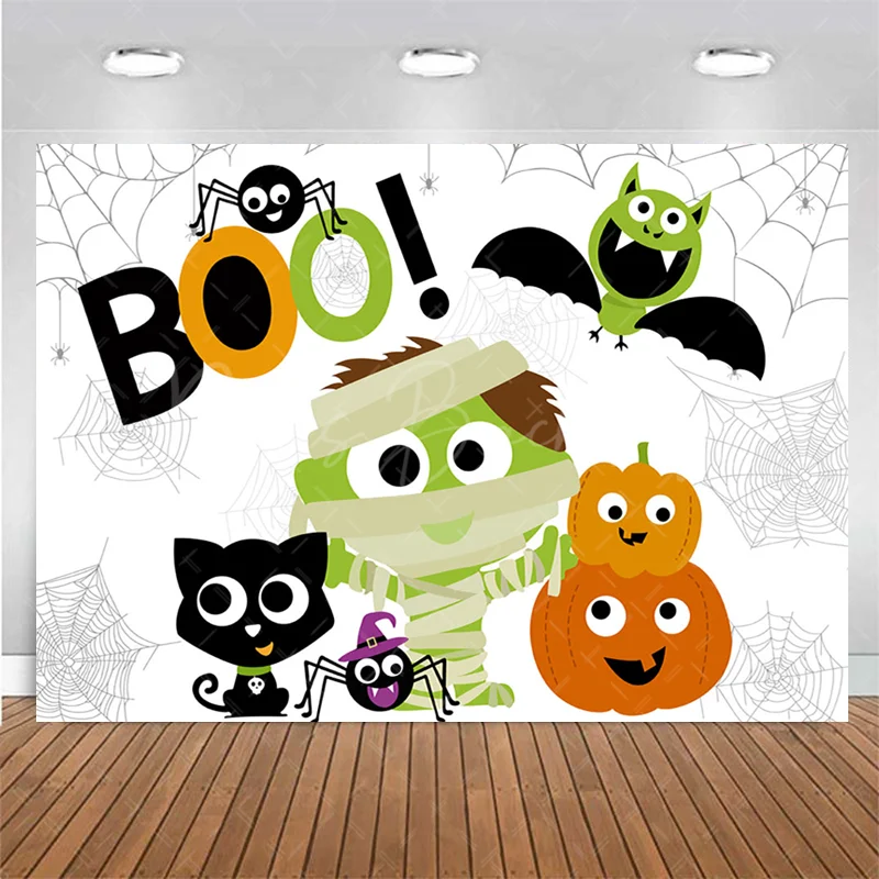 Halloween Baby Shower Backdrop A Little Boo is Almost Due Baby Shower Party Decoration Zombie Bat Cat Floral Spider Web Decor