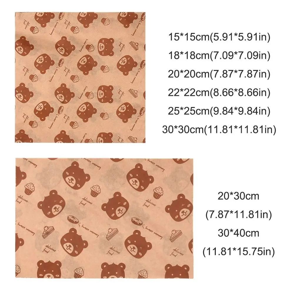 50PCS Food Grade Oil-Proof Paper Oil Resistant Square Sandwich Packaging Paper Eco-Friendly Disposable Meal Tray Baking Paper