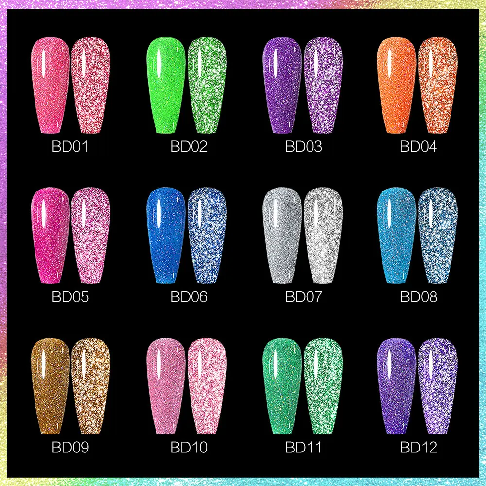 Venalisa Reflektierender Glitzer-Nagelgel-Nagellack, Neonfarbe, vollständige Abdeckung, Pigment, Nagelkunst, Maniküre, Soak Off, Emaille, UV-Gel-Lack – Detail 10