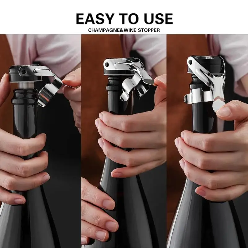 Tapones para botellas de vino, tapón para champán de acero inoxidable, herramientas de bar, tapón de sellado simple para mantener el vino fresco〔HM4〕