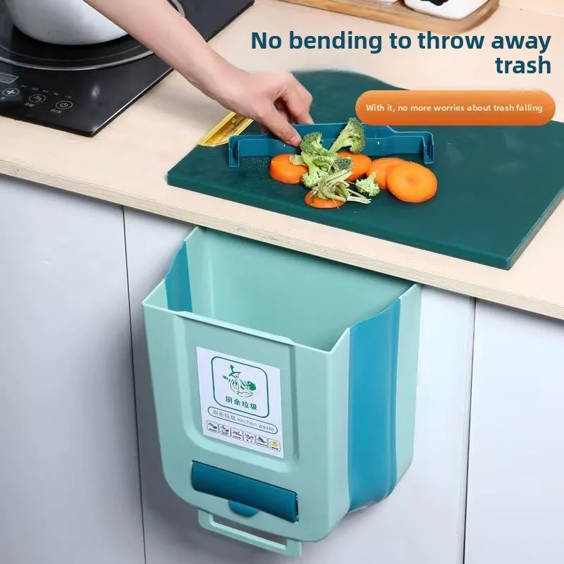 

Luxury Hanging Kitchen Trash Can Large Capacity Storage Bucket Garbage Bin Creative No Bent over Waste Basket for Household