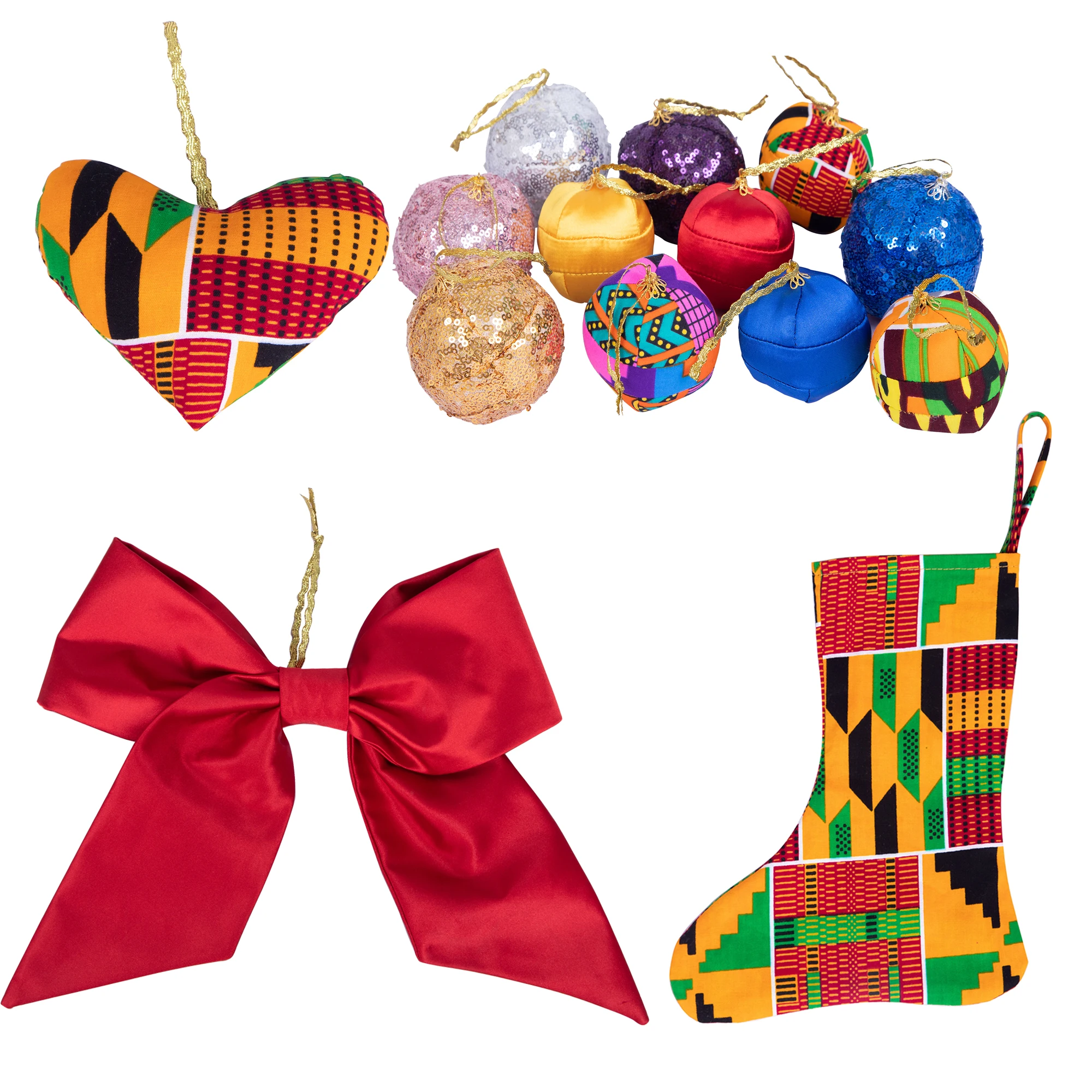 

6 Pcs 2.6 Inch Christmas Ball Ornaments for Tree African Multicolor Hanging Bulbs Pendants for Christmas Tree Decorations