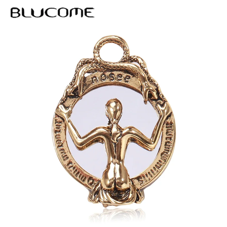 

Blucome Woman Standing In Front Of Mirror Shape Brooches Gold Color Jewelry Clothes Accessories Women Suit Lapel Pins