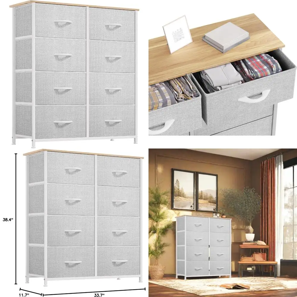

Fabric Tower Bedroom Dresser with 8 Drawers, Black Storage Chest for Closet and Living Room