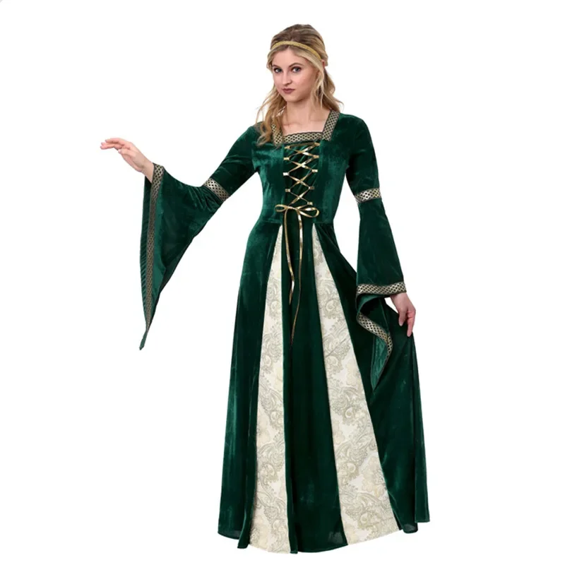 

Adult Greek Princess Queen Costume Halloween European Medieval Vintage Court Queen Cosplay Dress