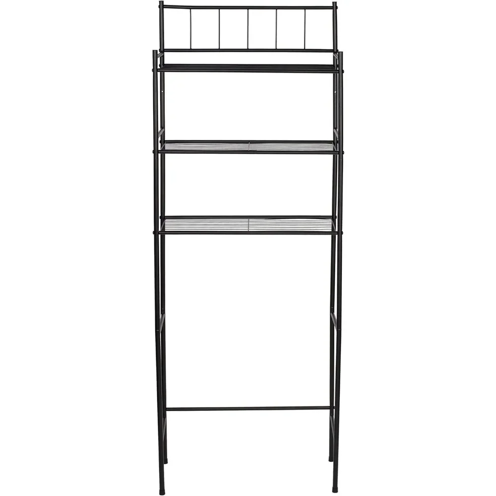 Honey-Can-Do 3-Tier Over-The-WC Space Saver, Black Shelving Unit, BTH-09022