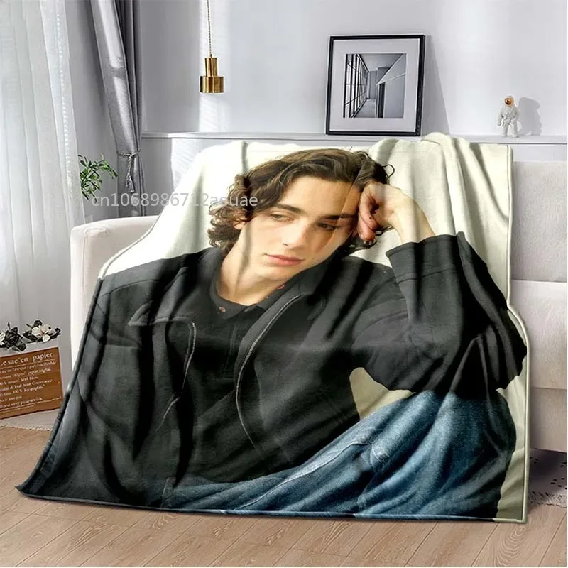 Timothée Chalamet Poster Printed Sofa Flannel Blanket Magazine Cover Lightweight Warm Blanket Bed Office Throw Blanket