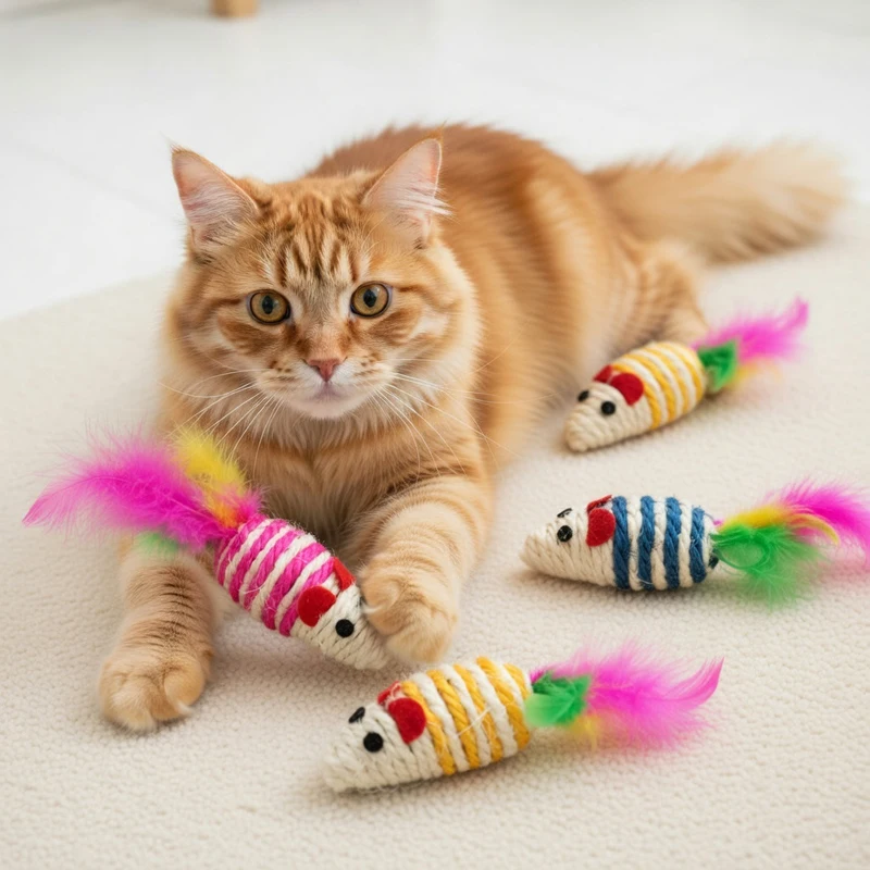 

Cat Supplies 100PC/Lot Pet Cat Toys Mouse Cat Chew Sisal Scratching Interactive Training Toys for Cats Cat Accessories