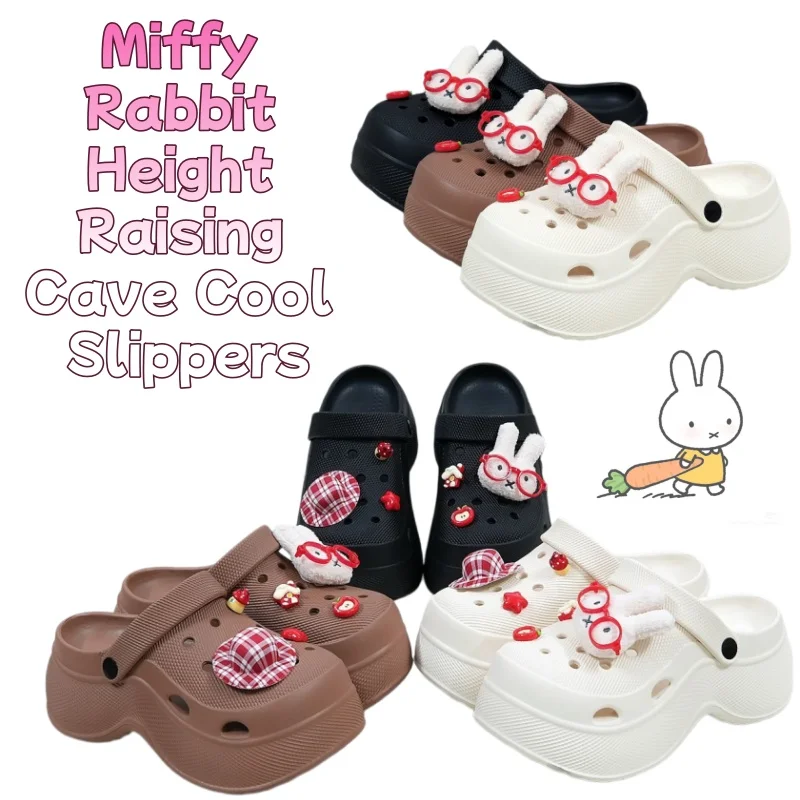 

Miffy Rabbit Anime Periphery Fashionable Height Increasing Thick Women's Cartoon Cute Beach Outerwear Baotou Cave Cool Slippers