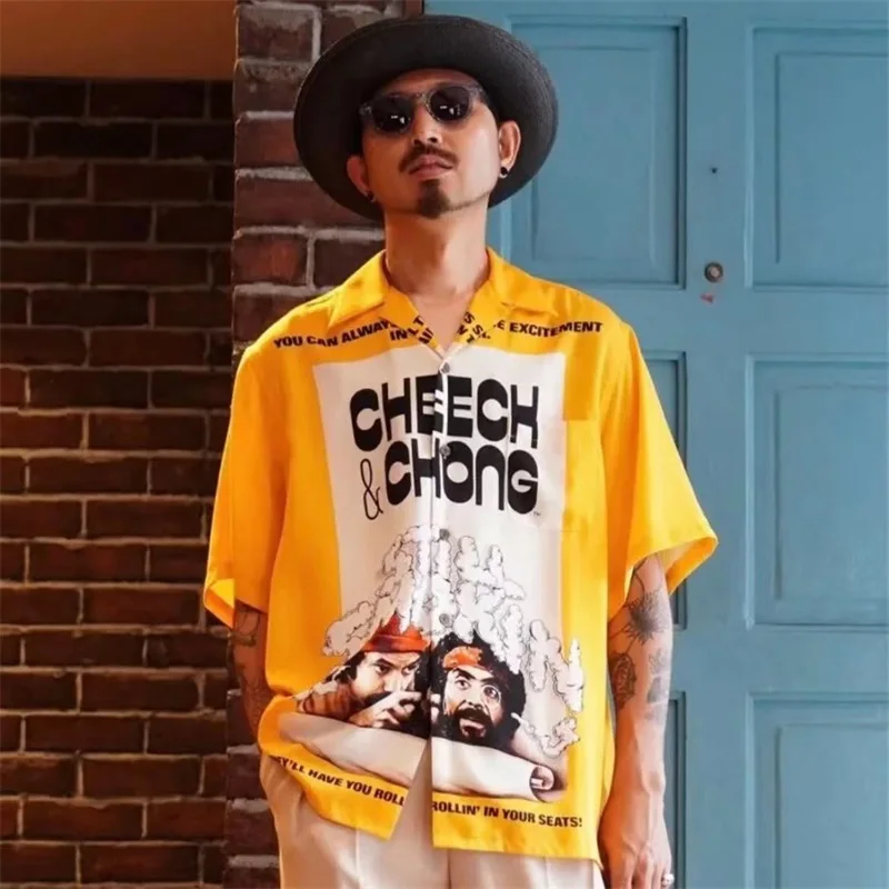 Pdmcms 22ss Sfstill スモーキン チーチ&チョン ハワイアン カジュアル 半袖シャツ メンズ