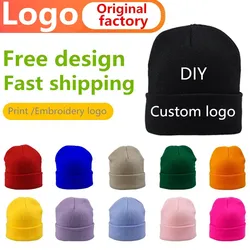 Unisex mężczyźni kobiety niestandardowe logo czapka z dzianiny zimowa solidna elastyczna czapka typu beanie w stylu hiphop darmowe logo haftowana czapka Skullies gorros