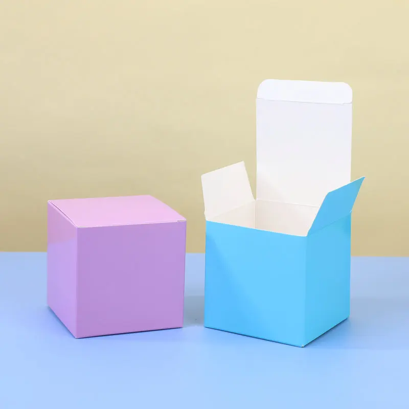 Square Cardboard Packing Boxes Small Candy Gift Box Plain Color Surprise Blind Box Party Favor Supplies