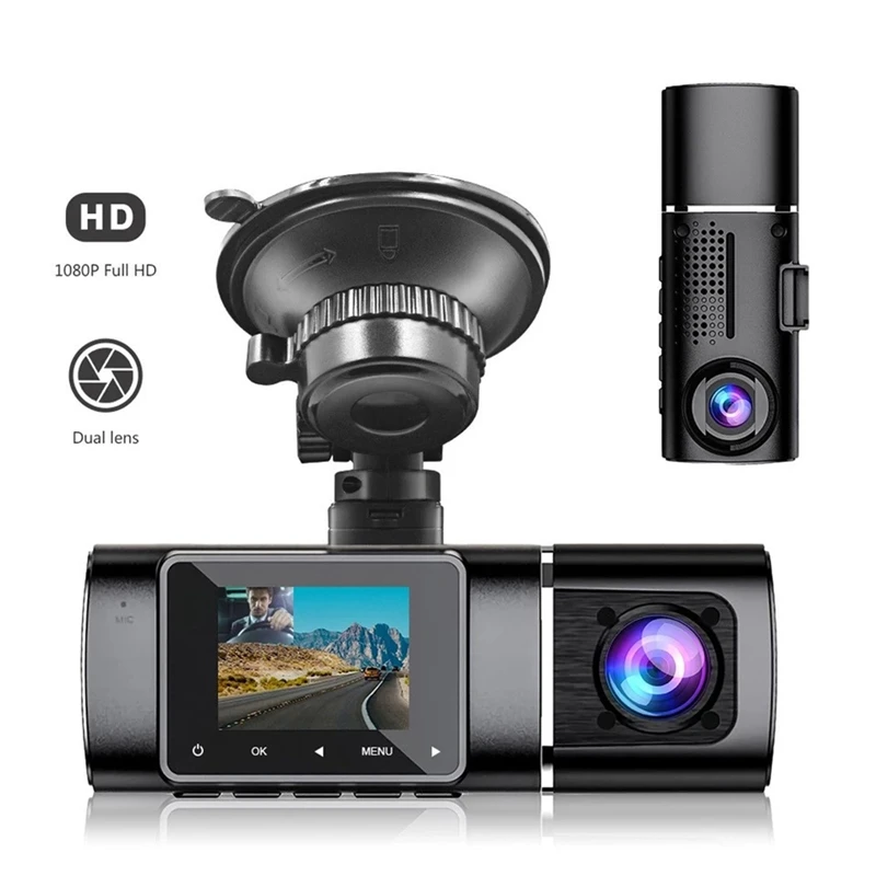 Imagem -05 - Dual Lens Driving Recorder para Monitor de Estacionamento Dash Cam Fhd 1080p Frente Cabine Interior 1.5 Display Lcd Novo