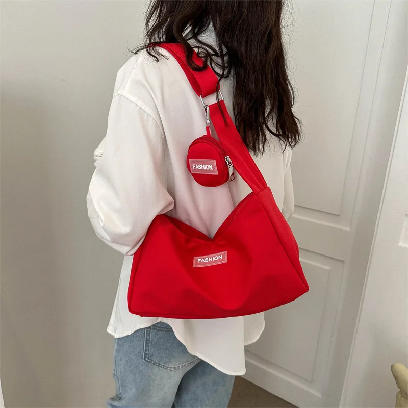 INS Simple Campus Canvas Bag 2024 Spring New High Capacity Bag Women\'s Bag Fashion Girl Single Shoulder Crossbody Bags for Women