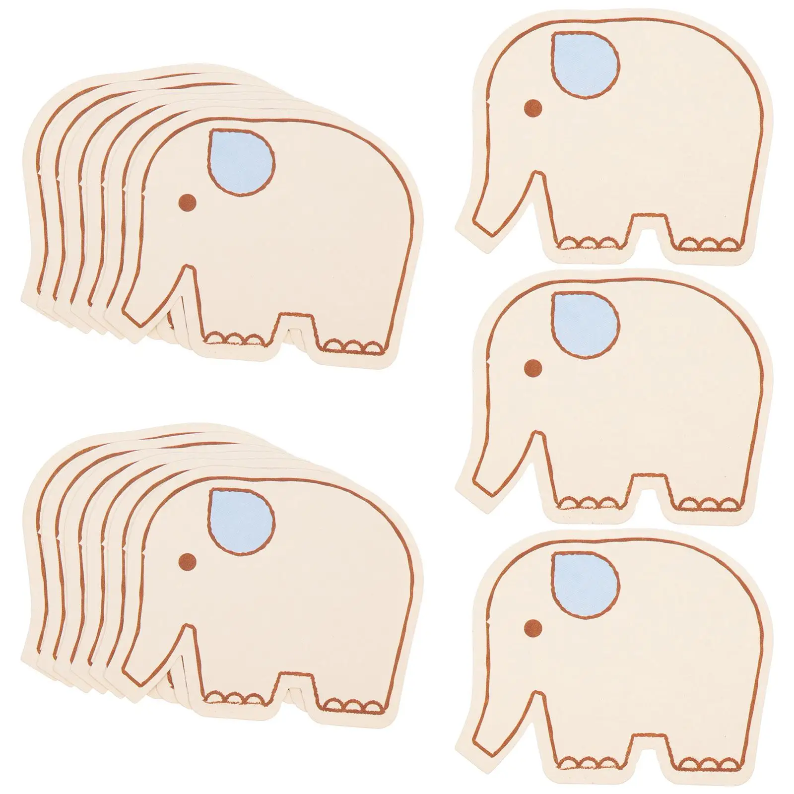 

60 Pcs Elephant Cards Blank Animal Reminder Notebook Paper Office Supplies Smooth Writing Round Corners