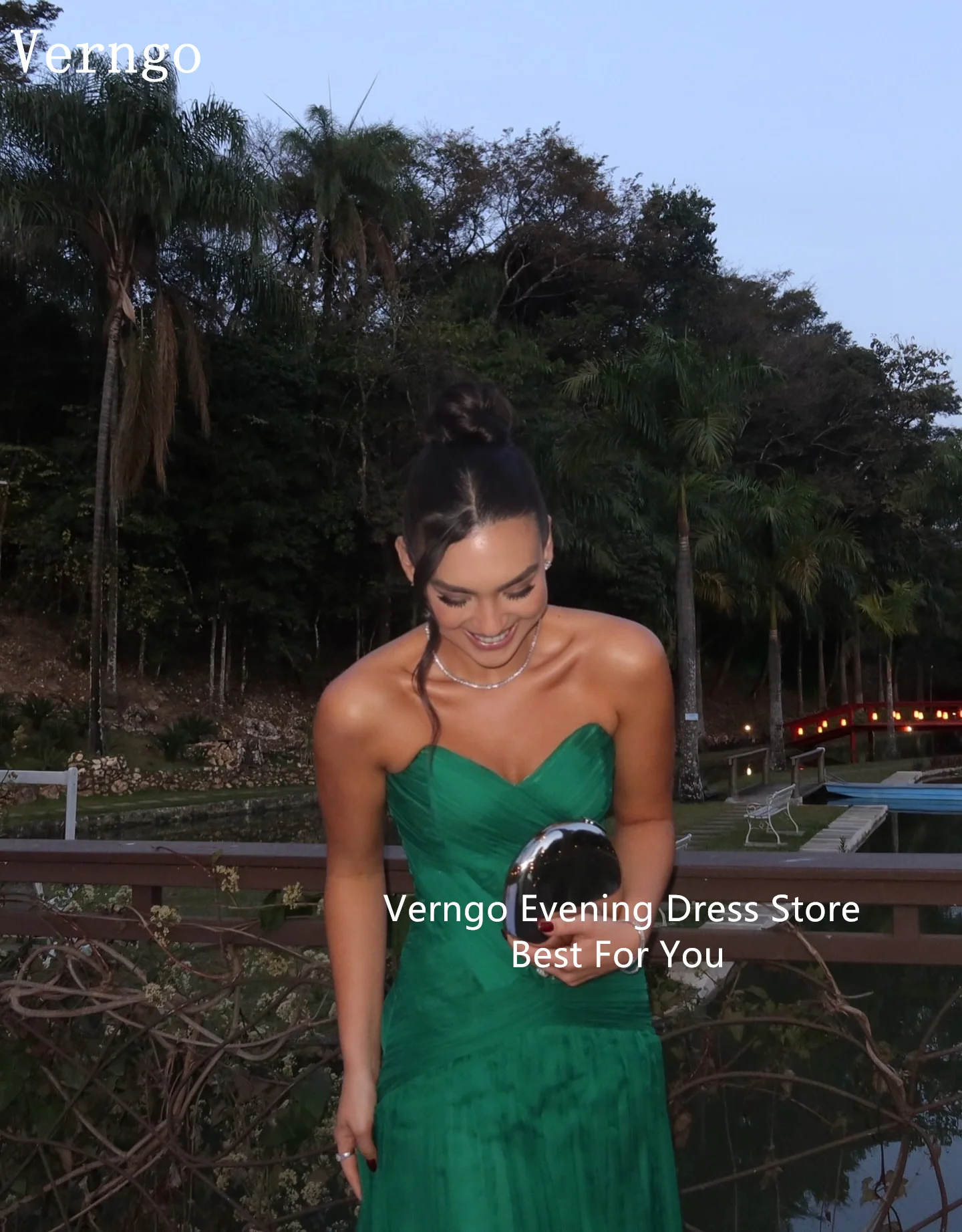 Verngo Green Evening Dress Sweetheart A Line Pleated Formal Occasion Dresses Elegant Zipper Prom Gowns Customized
