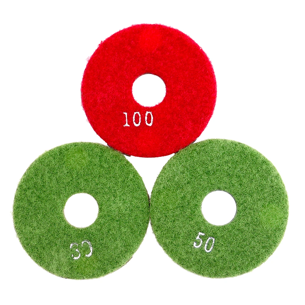 RIJILEI  3PCS/Lot 3 Inch Metal Diamond Polishing Pads 80mm Grinding Disc for Marble Granite and Concrete Floor 3JKP6