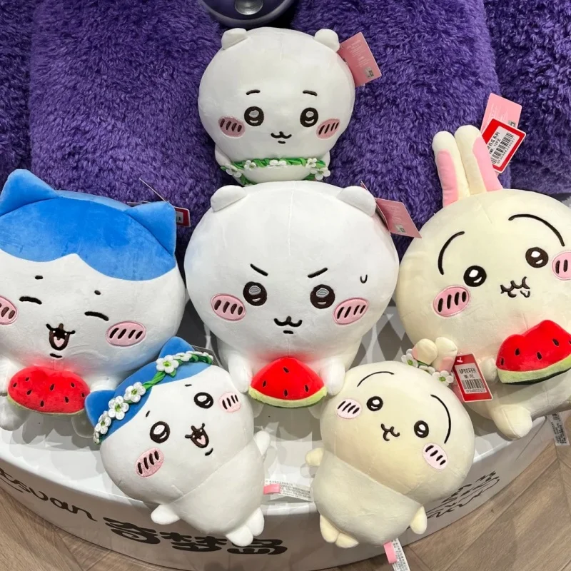 Neue echte Chiikawa Kranz & Wassermelone Serie Plüschpuppen Kawaii Umhängetasche Cartoon weiche Heimdekoration Geburtstagsgeschenke