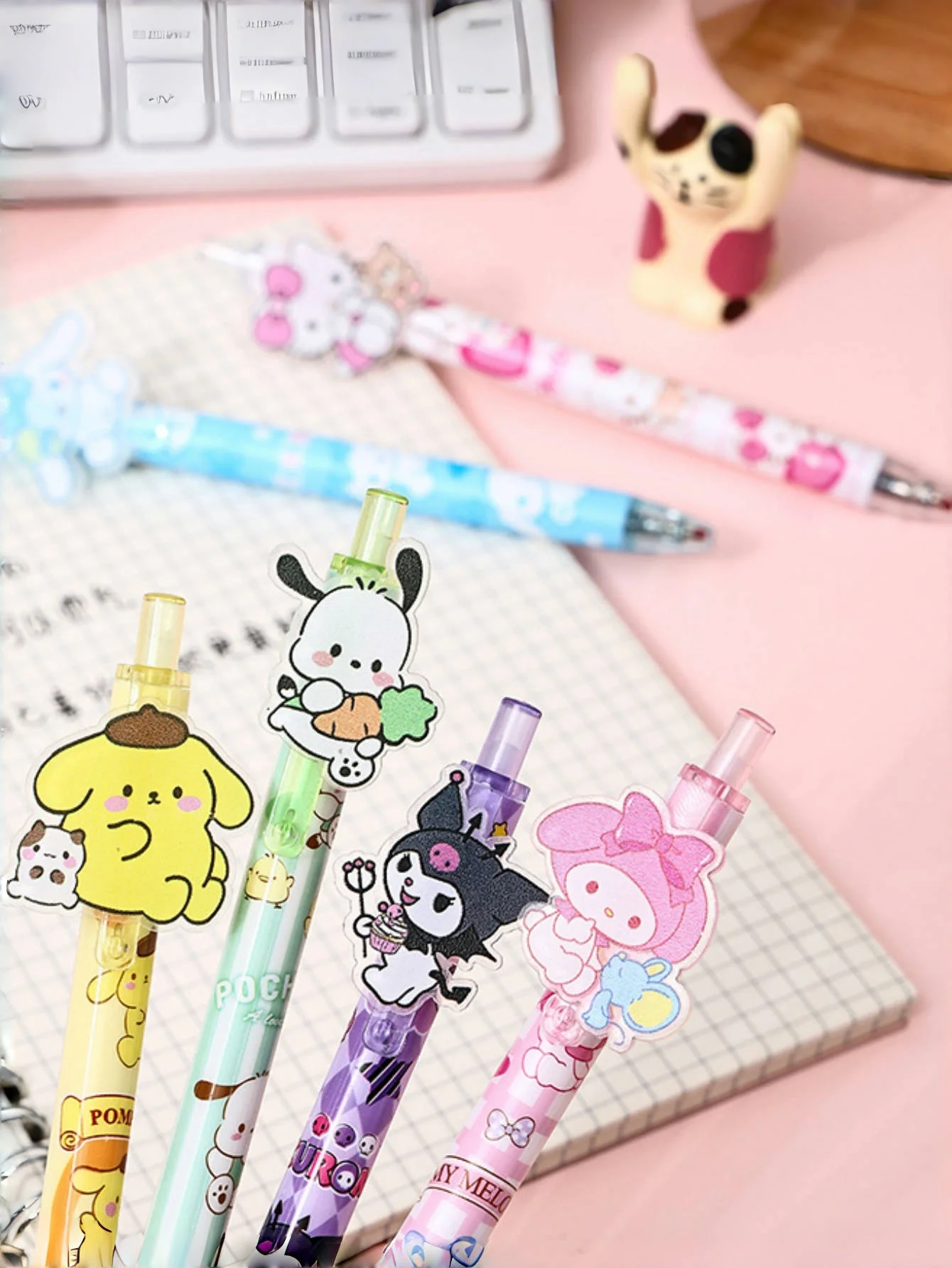 3/6/12 قطعة قلم ضغط أكريليك سانيرو |   شخصيات كرتونية Hello Cute Kitty، Kuromi، My Melody، Cinnamoroll، قلم جل ذو مظهر جيد