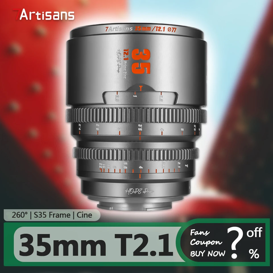 

7artisans 35mm T2.1 S35 Hope Prime Lens for Studio Cinema Portrait Photography with Sony E Fujifilm XF Canon RF M43 Mount